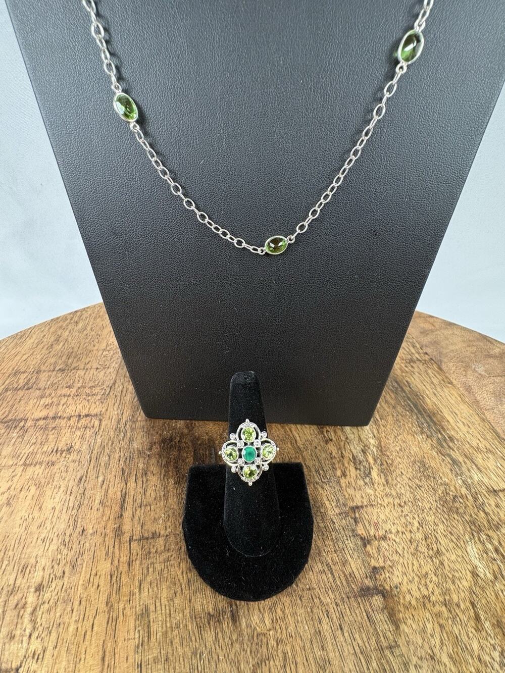 Nicky Butler Sterling Silver Green Quartz Peridot 28”Necklace & 7.5 RingRetired